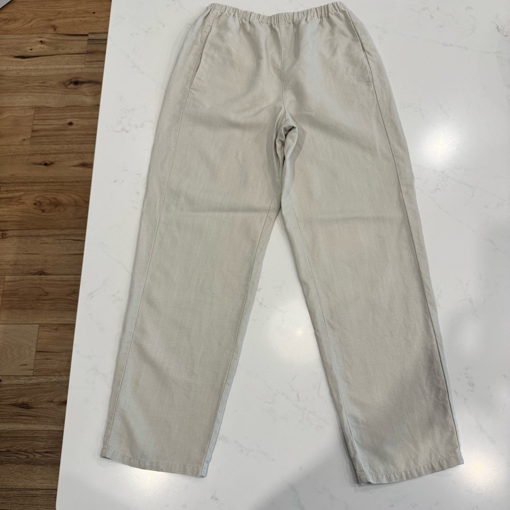 J.Crew Linen Blend Pull-On Ankle Length Pants : light beige :XS : 27” inseam